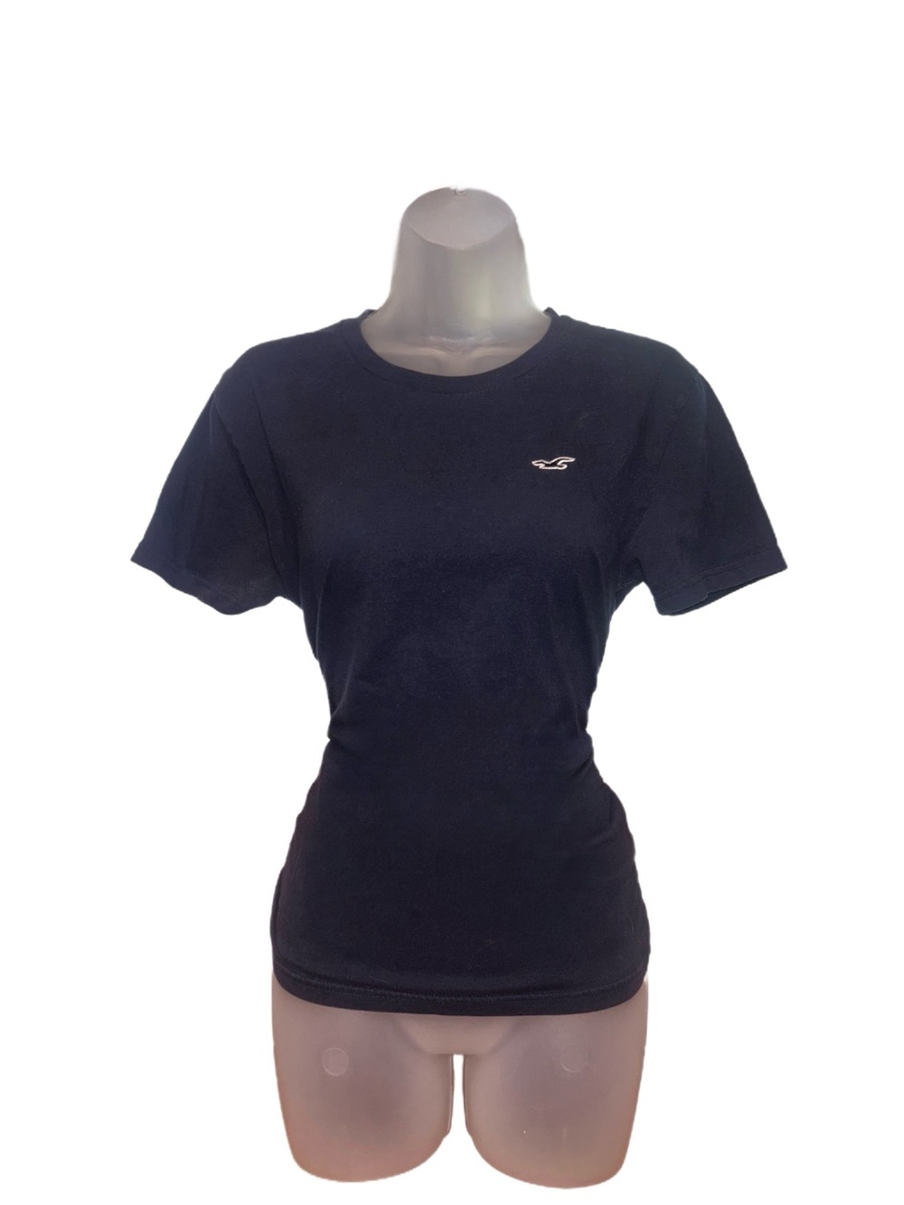 Hollister Navy Short Sleeve Crew Tee with White Embroidered Logo
